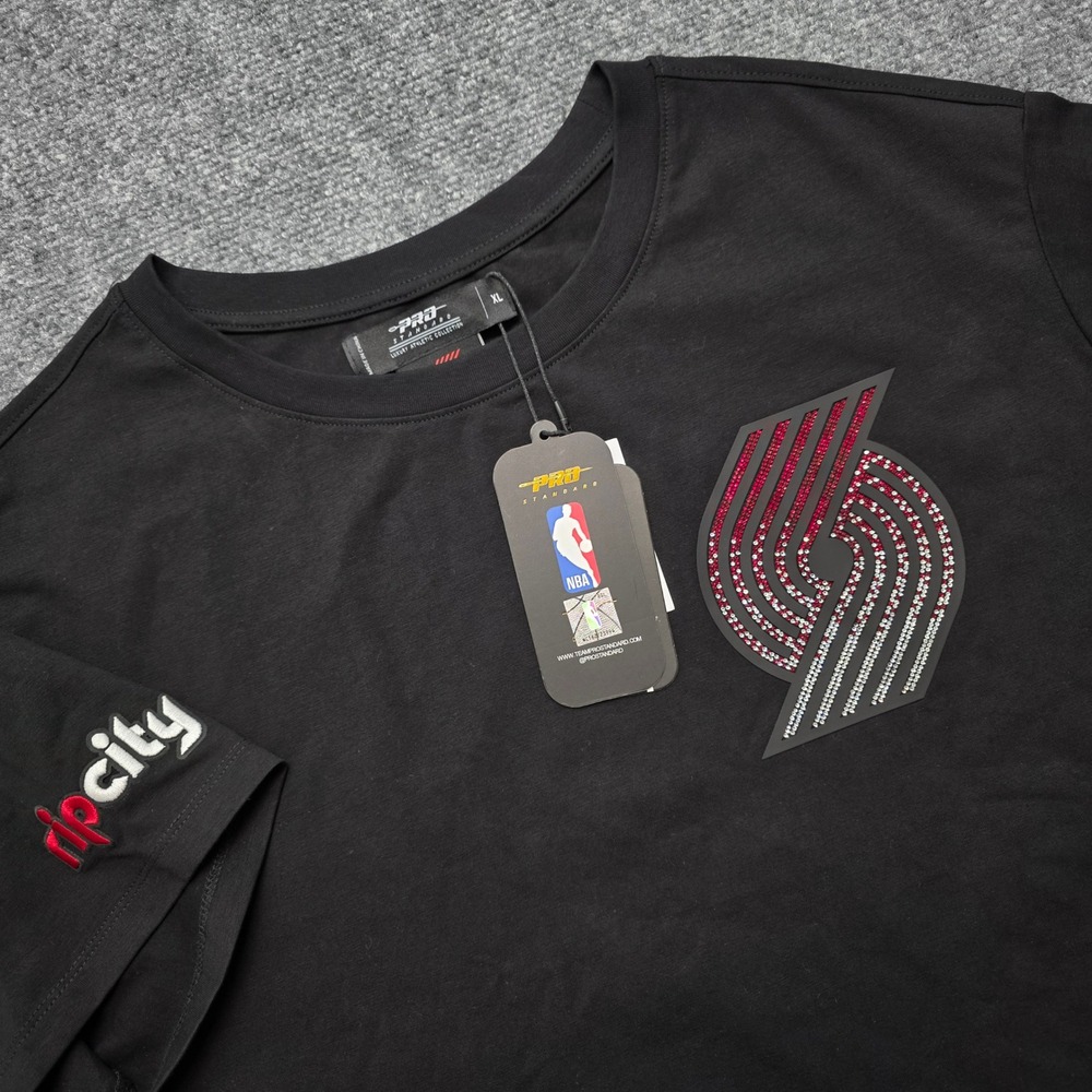 Portland Trail Blazers Rhinestone Crop Top Black XL NBA Rip City Pro Standard